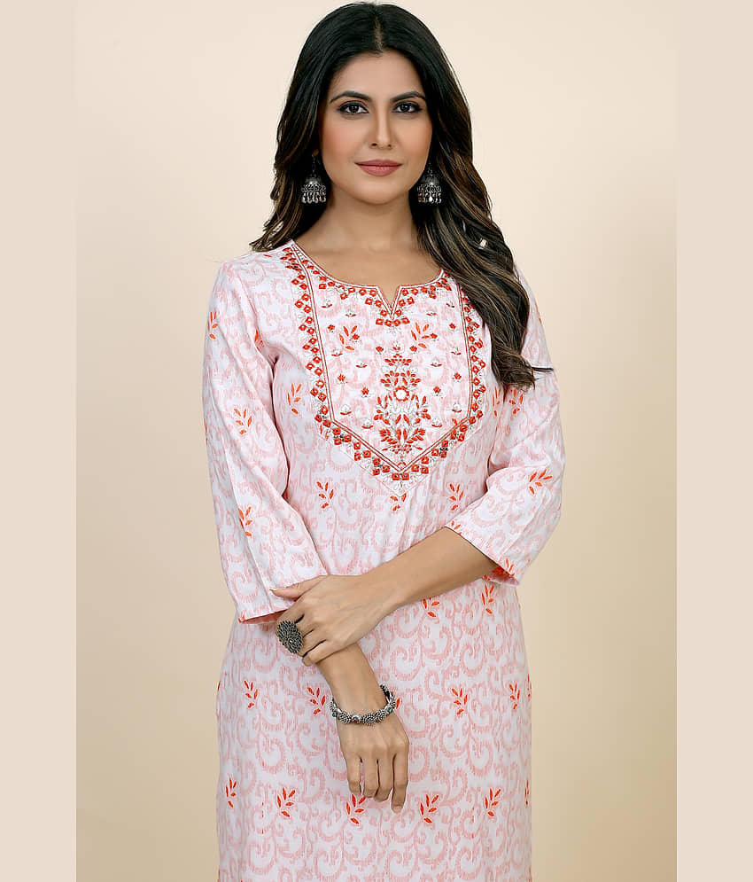 SARRAS Cotton Printed Straight Women's Kurti - Orange ( Pack of 1 ) view 2
