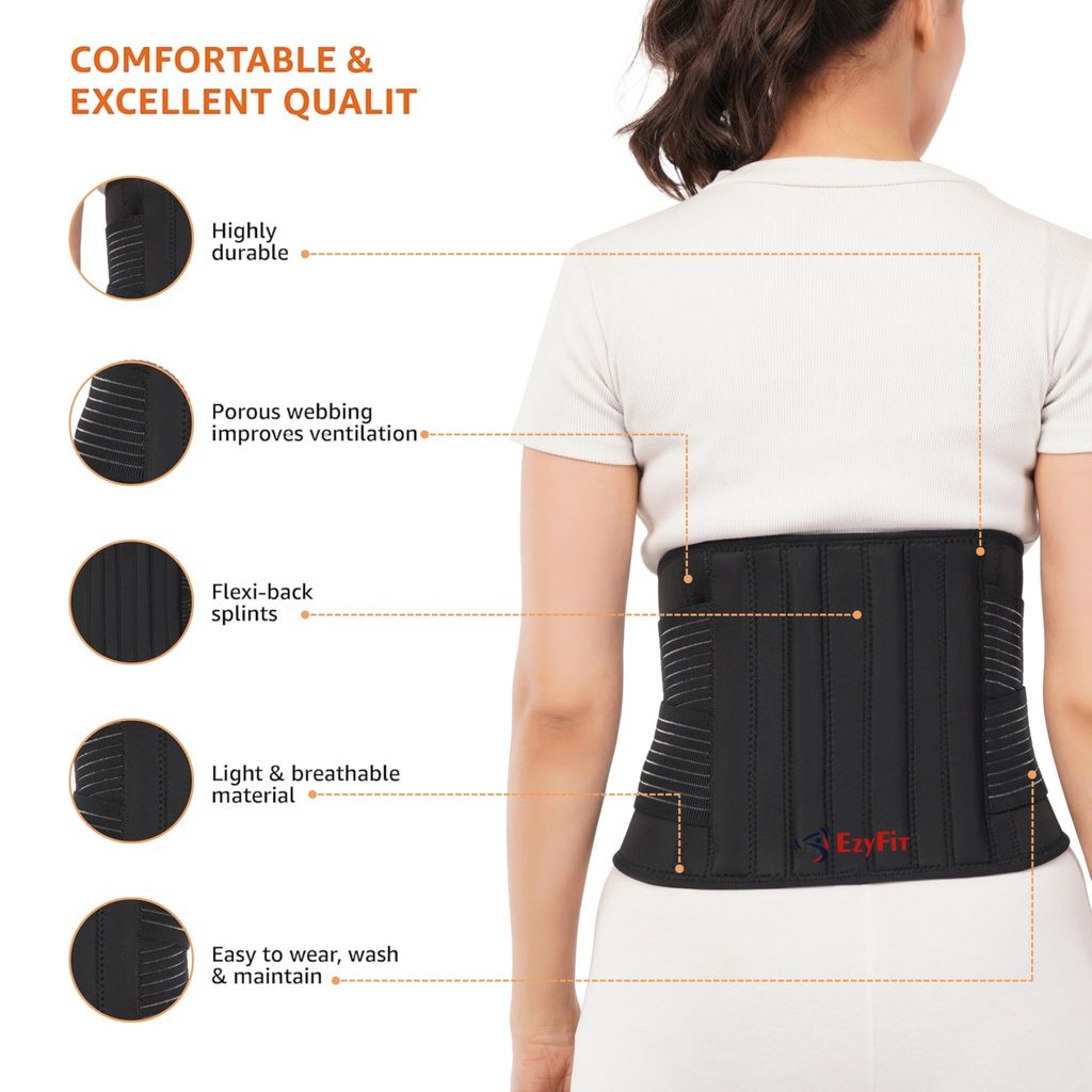 EZYFIT Sacro Lumbar Belt | Neoprene Back Support Belt for Lower Back Pain Relief � Adjustable Lumbar Brace for Men & Women | Lightweight, Breathable & Durable Waist Support view 2