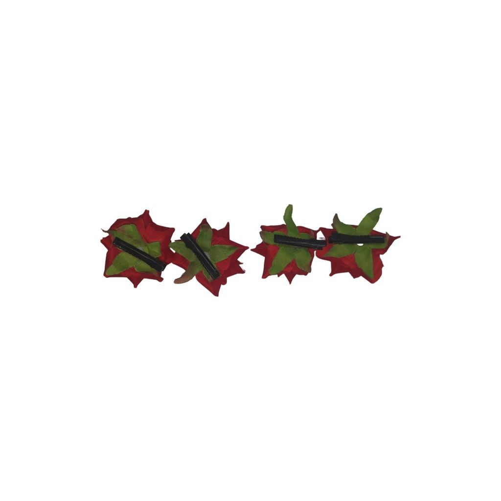 Red Rose Hair Clips for Women - Set of 4 view 2