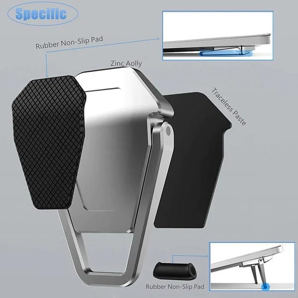 Invisible Mini Laptop Stand [2 Pcs] – Lightweight Zinc Alloy Foldable Laptop Riser, Self-Adhesive Ergonomic Desk Cooling Feet for Universal Laptops & Keyboards