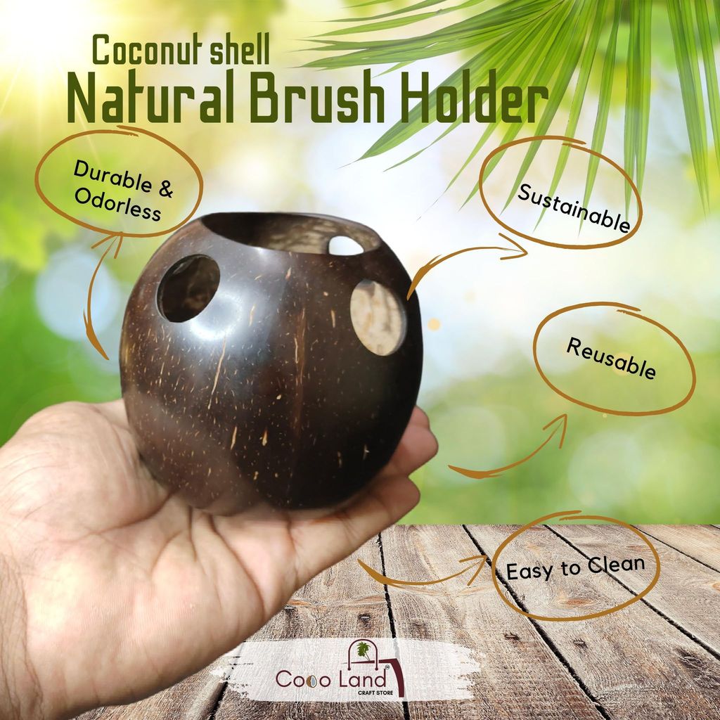 CocoLand Coconut Shell Brush Holder view 2