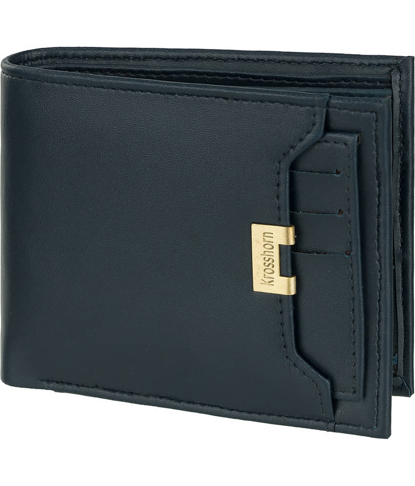 Krosshorn PU Solid Men's Regular Wallet With 7 Slots For Card ( Blue , Pack of 1 )