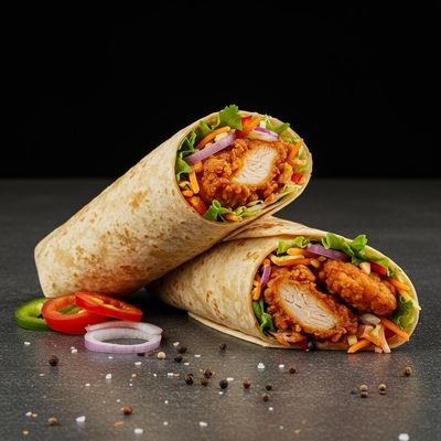 Fiery Fusion Fried Chicken Wrap