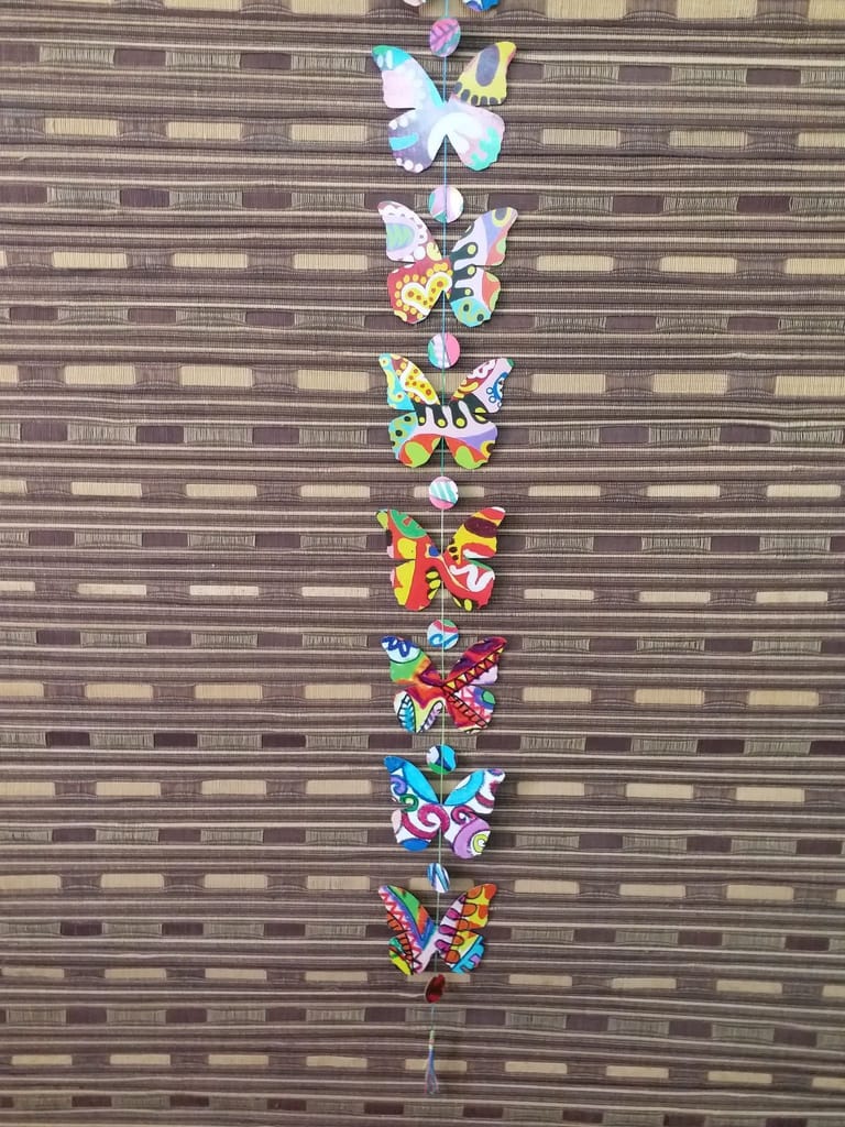 BRIGHT COLOR BUTTERFLY SHAPED BUNTING WITH TASSEL 2 view 2