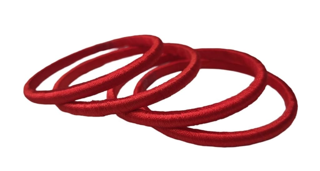 Red Silk Thread Bangle Set of 4 for Women and Girls view 2