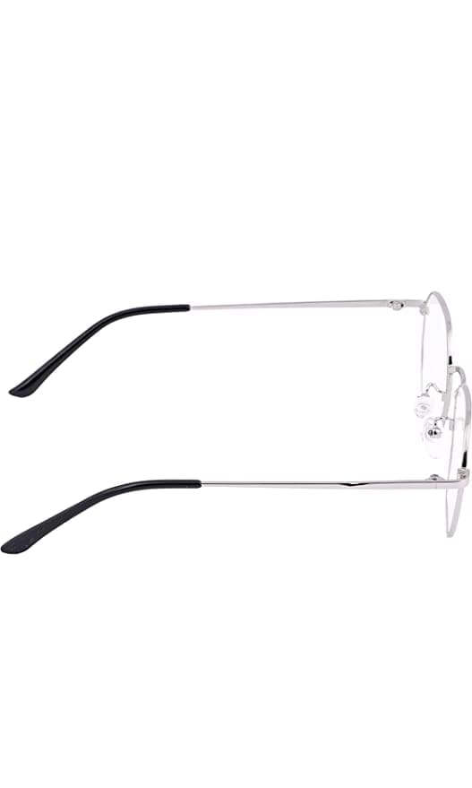Jodykoes Blue Light Protection Anti Glare Unisex Premium Hexagon Metal Frame Spectacle Eyeglasses Eyewear (Silver) view 2