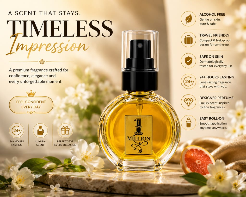 Elegantra Million Pocket Perfume for Men & Women 12ml Pack of 1 | Long Lasting Attar Perfume | Alcohol-Free Concentrated Fragrance Oil | Travel-Friendly Designer Pocket Perfume view 2