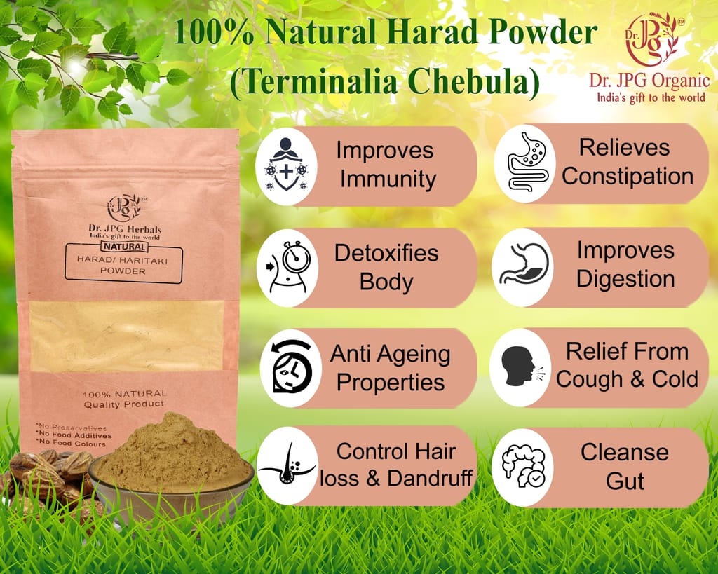 Dr. JPG Organic Herbals Natural Harad/Haritaki Fruit Powder-100g / Terminalia Chebula. (Pack Of 1) view 2