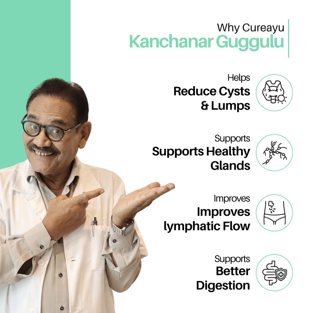 Cureayu Kanchanar Guggulu Tablets | Ayurvedic Support for Cysts, Detox & Glandular Health view 2