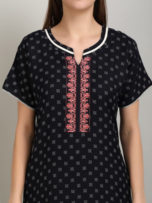 KOI Alpine Nightgown with Floral Embroidery Double Patti Red Large view 2