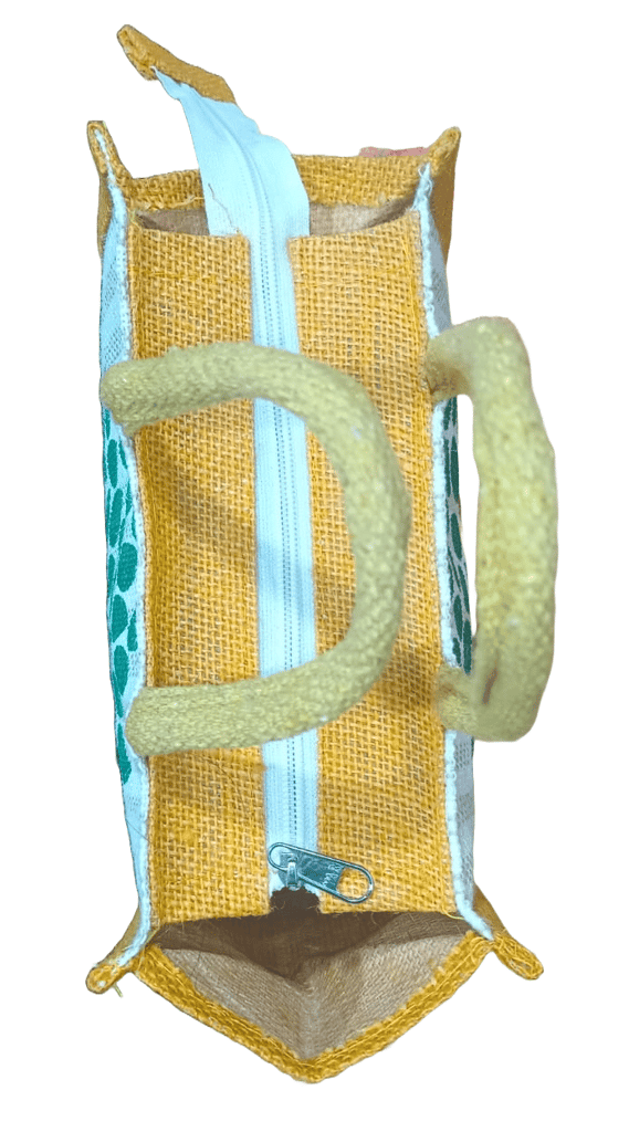 Yellow Go Green Reusable Jute Bag view 2