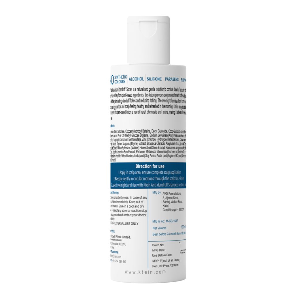 Ktein Natural 100% Plant Based Gentle Scalp Dandruff Shampoo (100ml) view 2