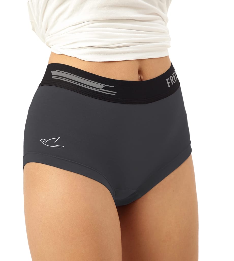 Freecultr Women's Underwear Antibacterial Micromodal Airsoft | Boxer Brief - Non-Itch, No Chafing, Sweat-Proof Comfort Pack of 1-Ash Grey view 2