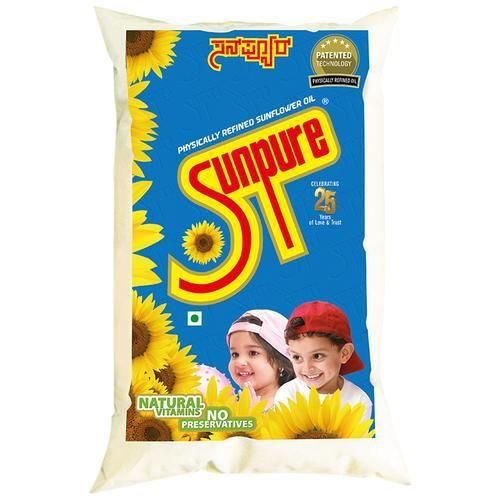 Sunpure Sunflower Refined Oil, 1 L Pouch