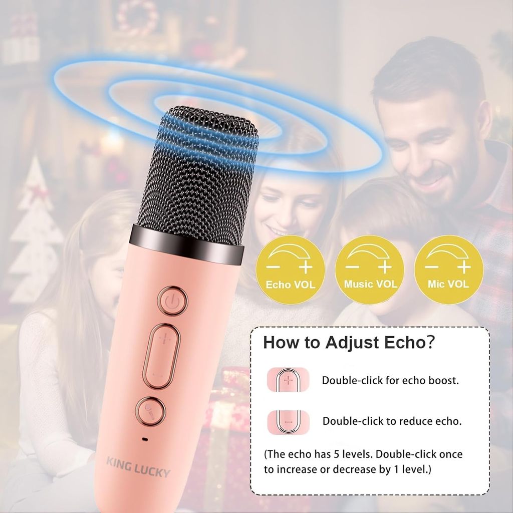 Mini Karaoke Machine for Kids,Portable Bluetooth Speaker with Wireless Microphone, Speaker with Mic for kids view 2
