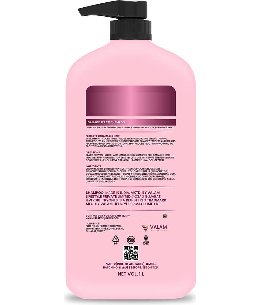 TRYONES Damage & Repair Shampoo 1000Ml ( Pack of 1 ) view 2