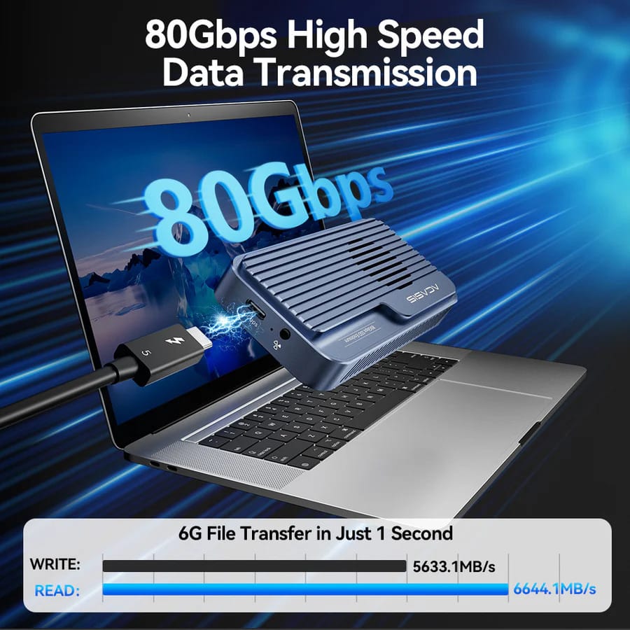 ACASIS 80Gbps M.2 NVMe SSD Enclosure with Intel Certified JHL9480 Chipset, in-Built Cooling Fan for MacBook/Mac Mini M4 Pro, Razer Blade18, Up to 8TB view 2