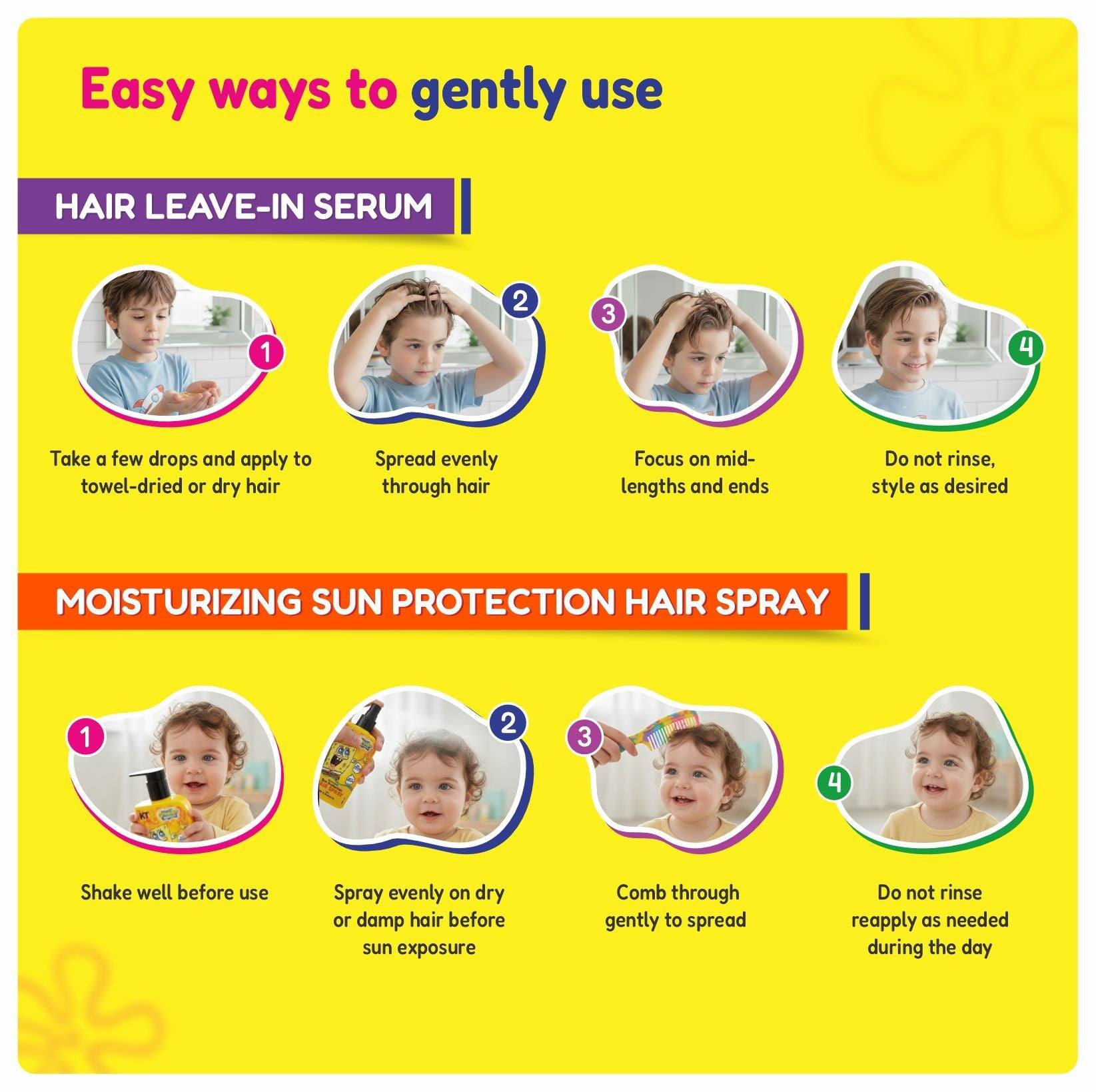KT Kids Hair Care Protection Combo – Hair Leave-In Serum + Moisturizing Sun Protection Hair Spray - 300ml view 2