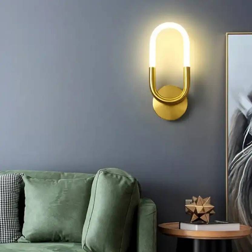 SPARKWORLD Modern Gold Oval LED Wall Sconce Integrated 10W Warm White Accent Light | Colour: U-Shape view 2
