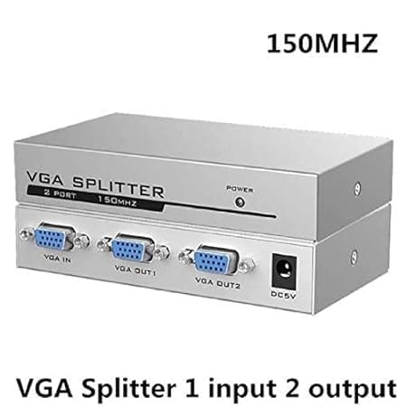 2 Port VGA Splitter Sharing Switch Box 150MHz 1 Input 2 Output VGA Switcher 1 PC to 2 Monitors SVGA/XGA Video Distributor Converter 1920X1440 (VGA Splitter 1 in 2 Out) view 2