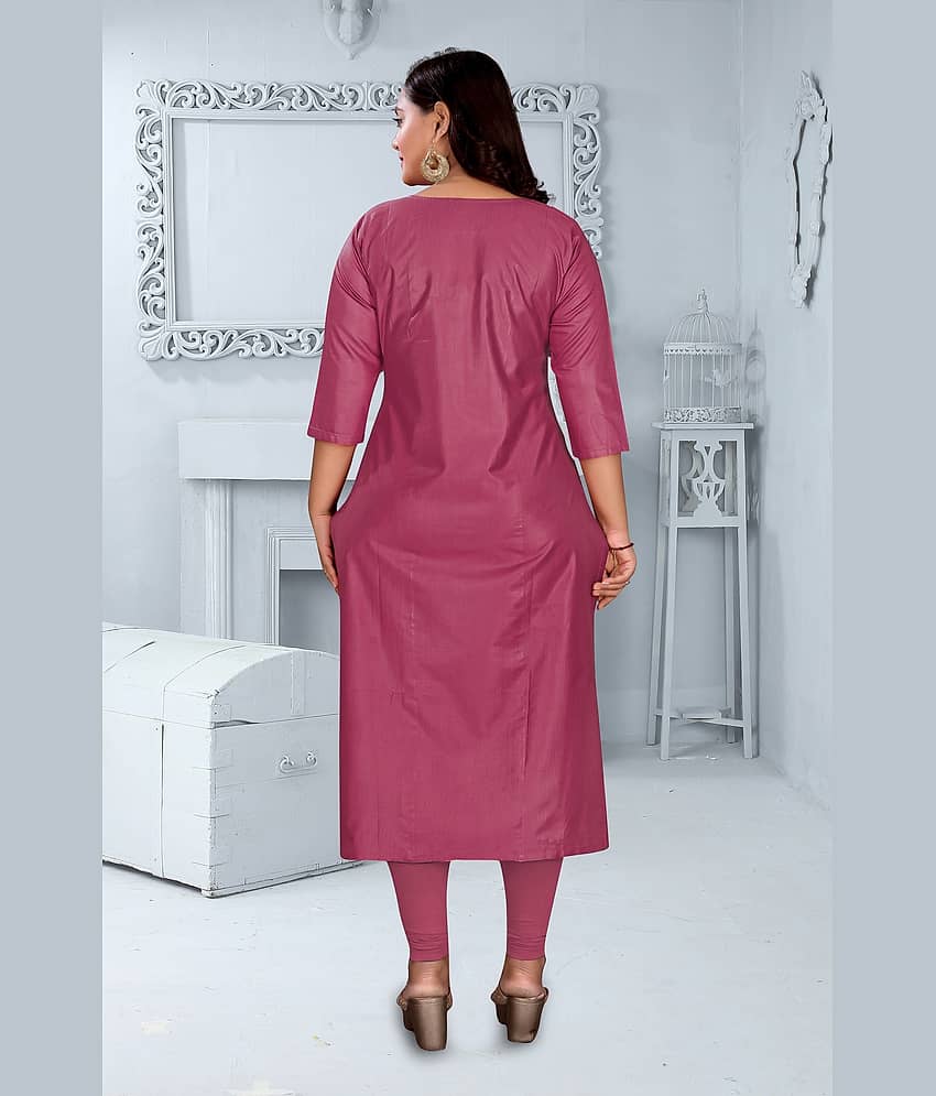 Hetsa Women Chanderi Embroidered A-line Kurti ( Pink ) view 2