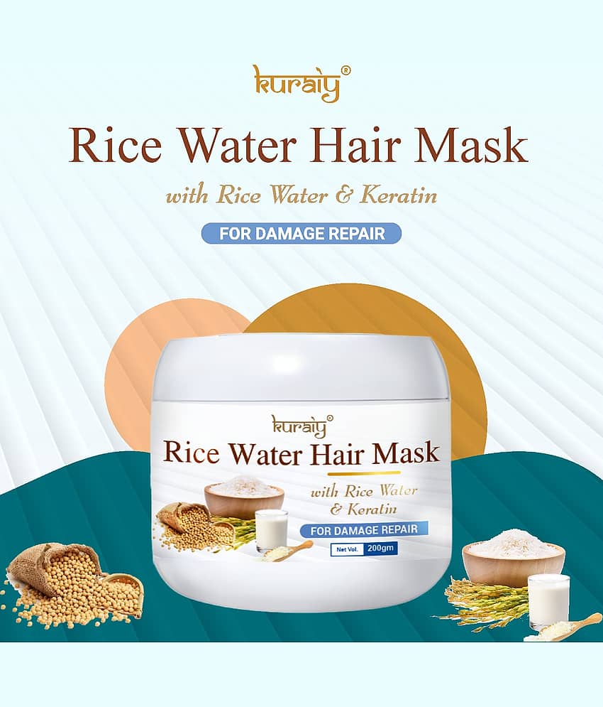 KURAIY Rice Water Hair Mask With Rice Water & Keratin For Damage Repair 200g Pack Of 3 view 2