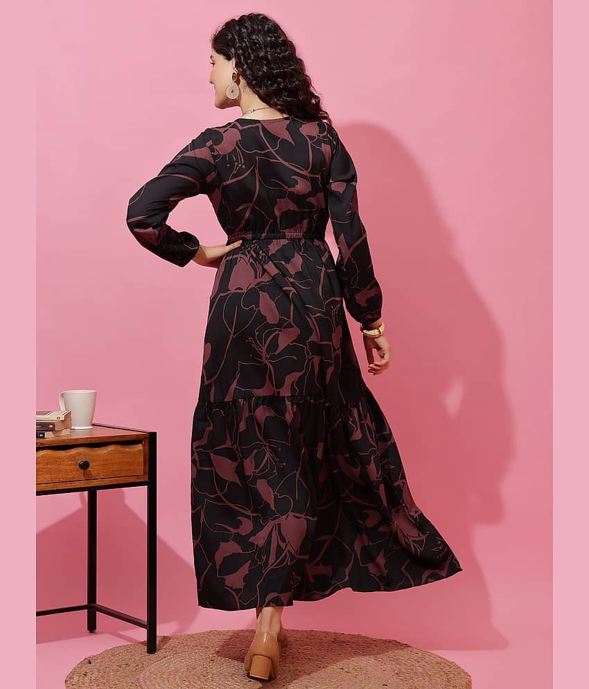 Sheetal associates Women Crepe Printed Fit & Flare Dress ( Brown ) view 2