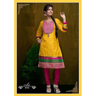 Yellow Banaras Kurti view 2