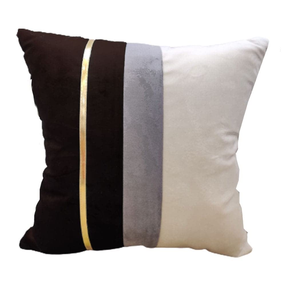 Brown Beige Gold Leather Velvet 3 Cushion Covers and 1 Table Runner Combo Luxury Modern Pillow Cover Decorative Pillow for Sofa Living Room Bedroom |16X16 Inch Cushion Cover I12 X 59 Inch Table Runner view 2