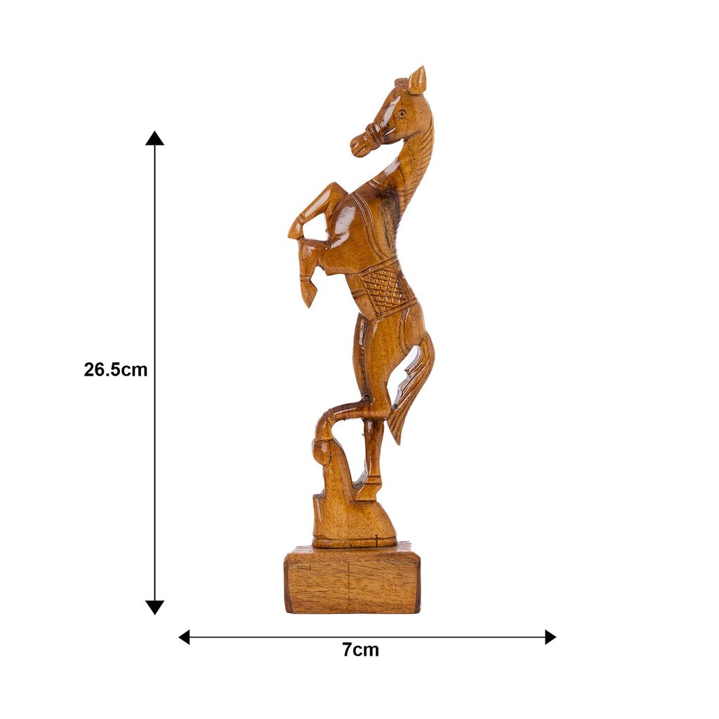SOWPEACE Handcrafted Wooden Jumping Horse Set of 2 “Free-Spirited Rider” showpiece, Set of 2 Premium Artisan Made Tabletop Home Decor for Living R view 2