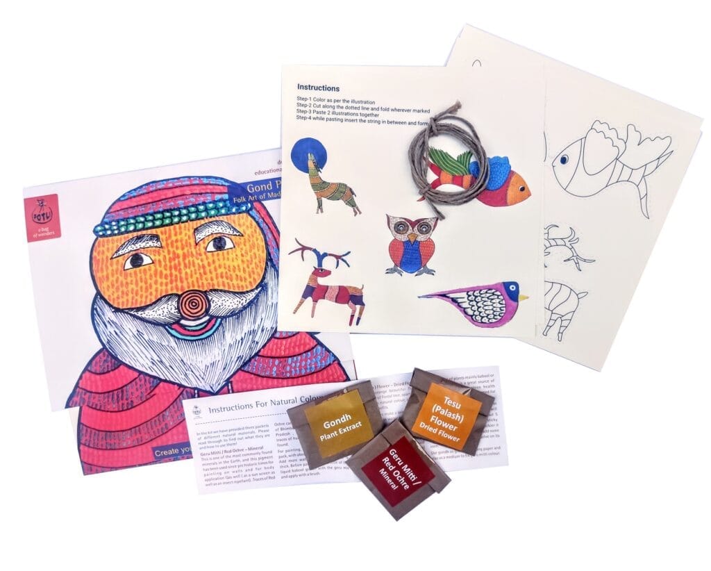 DIY Paper Christmas Ornaments Kit with Gond Painting view 2