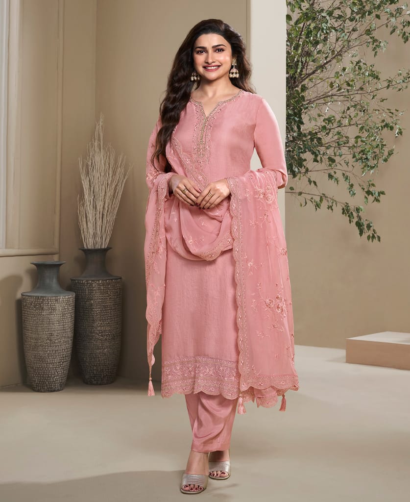New Wedding Wear Crepe Silk Straight Suit for Women