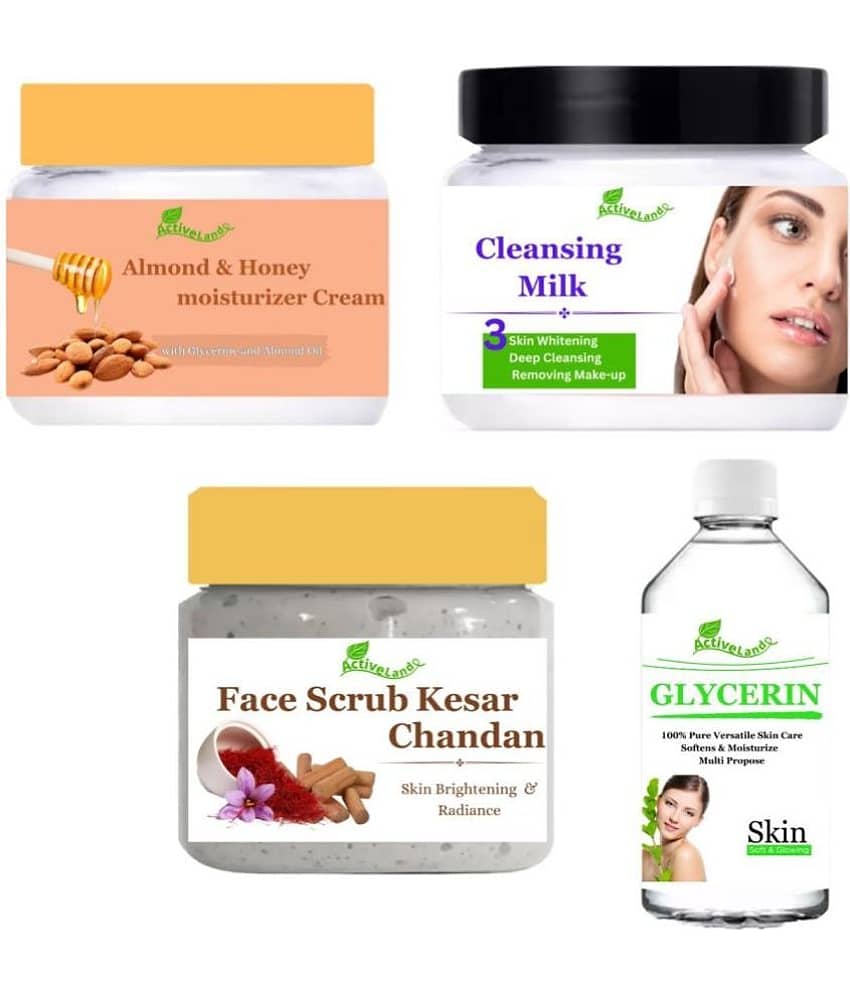cleasing milk and almond cream and sandalwood scrub and glycerine 100ml each for face