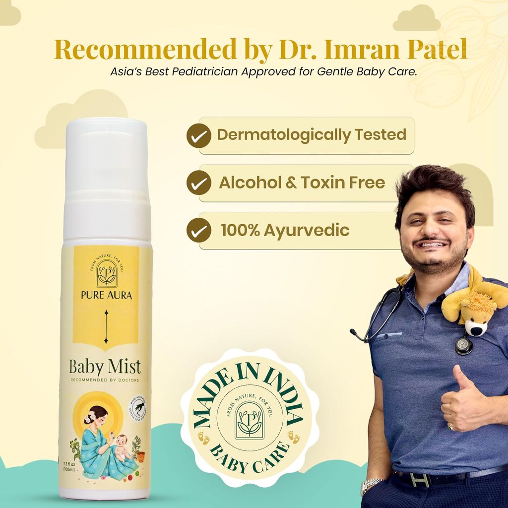 Pure Aura Baby Mist 100ml | Nourishing & Healing Spray for Baby's Healthy Skin | Refreshing Fragrance | Derma Safe & Chemical-Free | Gentle & Hydrating | Safe for Newborns & Kids | Doctors Recommended view 2