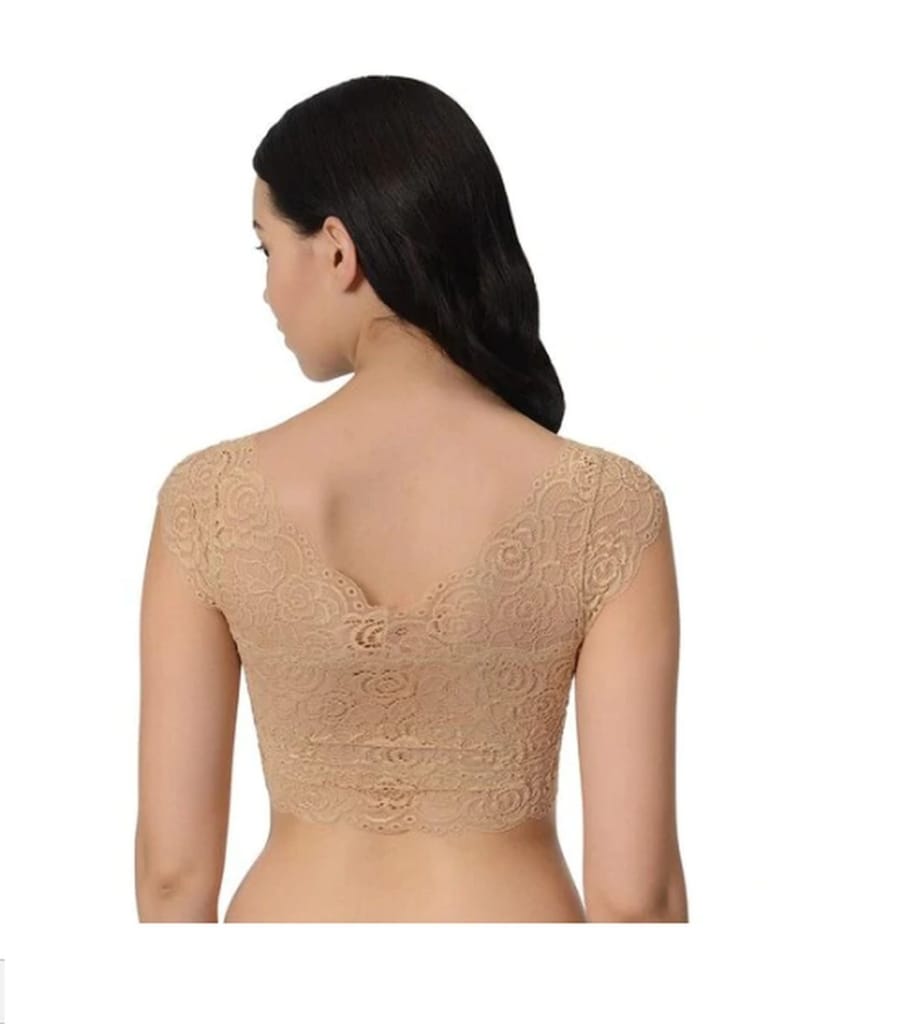 FooFaa Lace Blouse Padded Non-Wired Bralette Bra Top for Women - Fits 28" to 34" Bust view 2