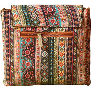 Bohemian Floral Stripe Crossbody Sling Bag view 2