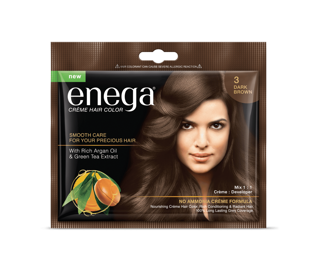 Enega Dark Brown Hair Color Cream with Developer Pouch view 2