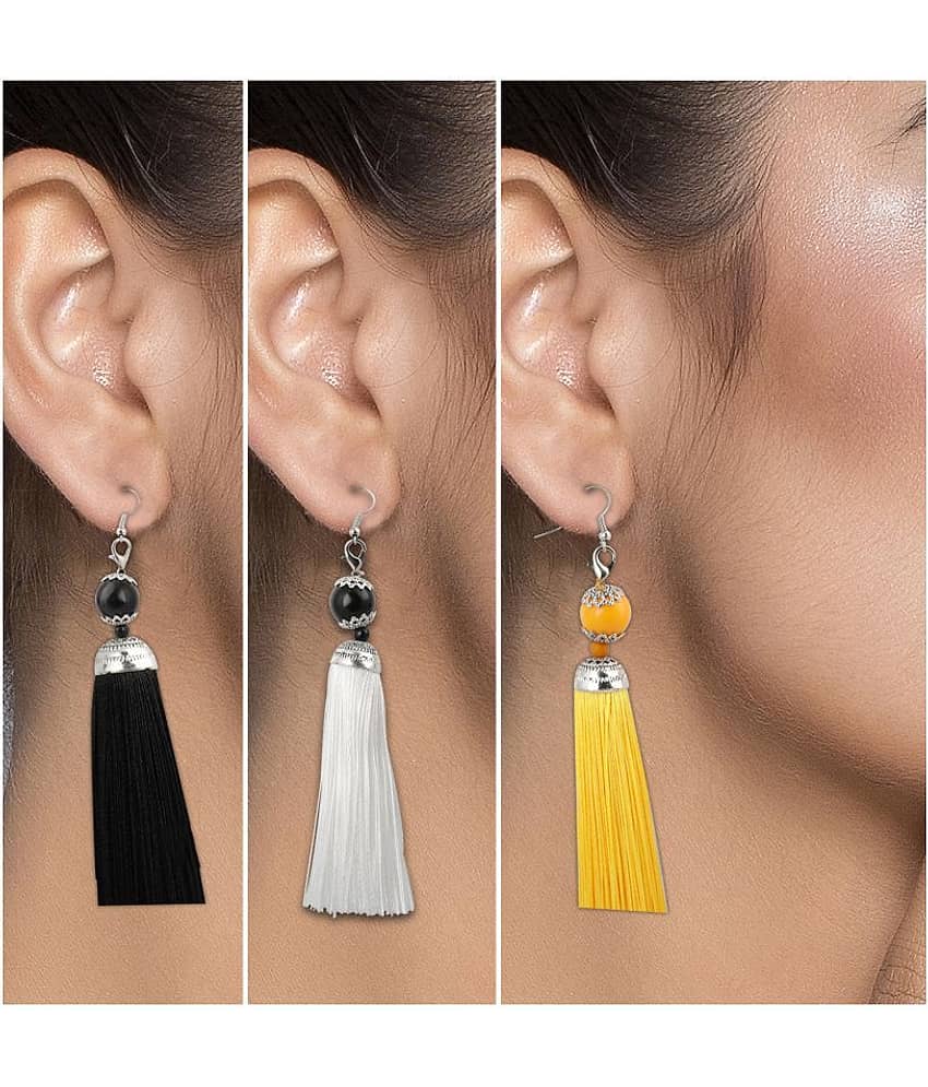 Silver shine Partywear Different Multi Colour Tassel Earrings combo set Set Pair of 3 for Girls and Women Jewellery view 2