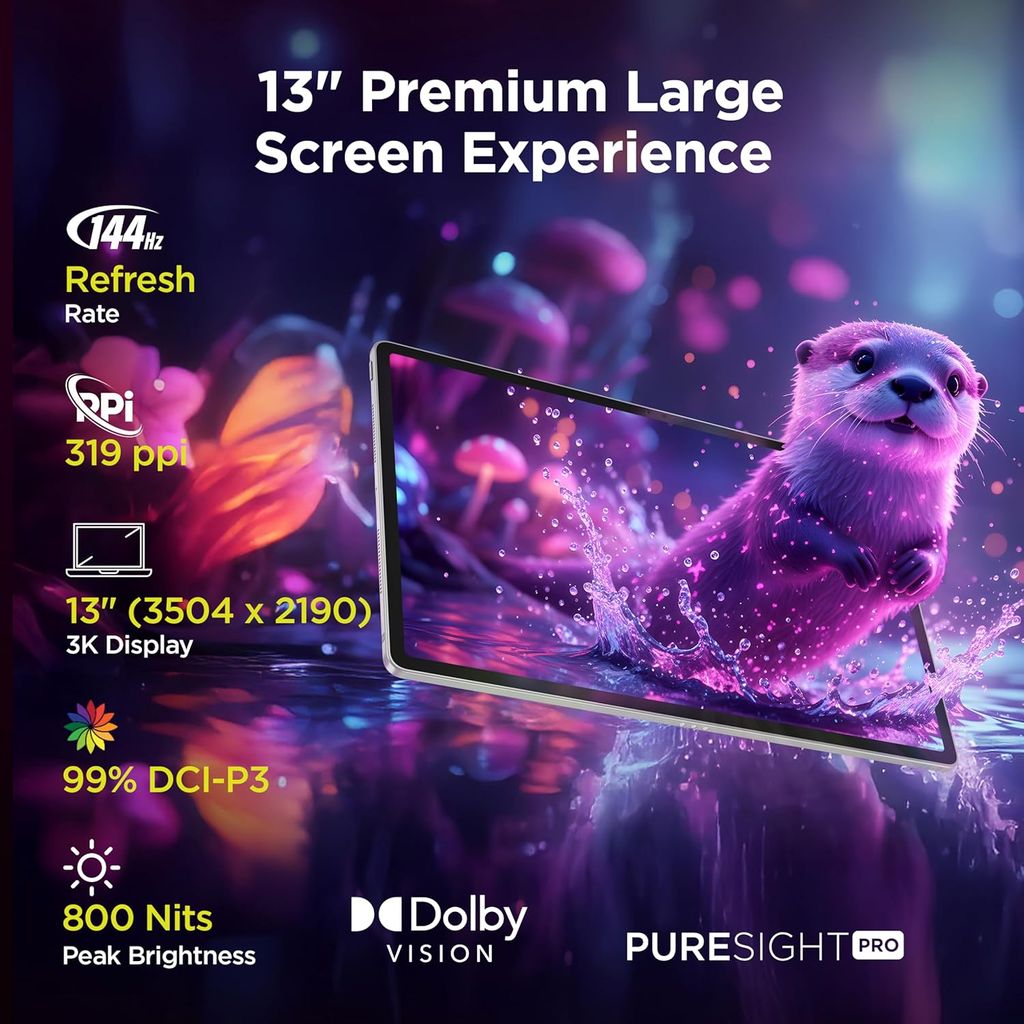 Lenovo Idea Tab Pro Gen 2 with Pen Plus | 13" Display, 3.5K Resolution, 144Hz Refresh | 8GB, 256GB | Snapdragon 8s Gen 4 | 10200mAh | 4 JBL Speakers| USB 3.0 with DP-Out | Wi-Fi 7 | Luna Grey view 2