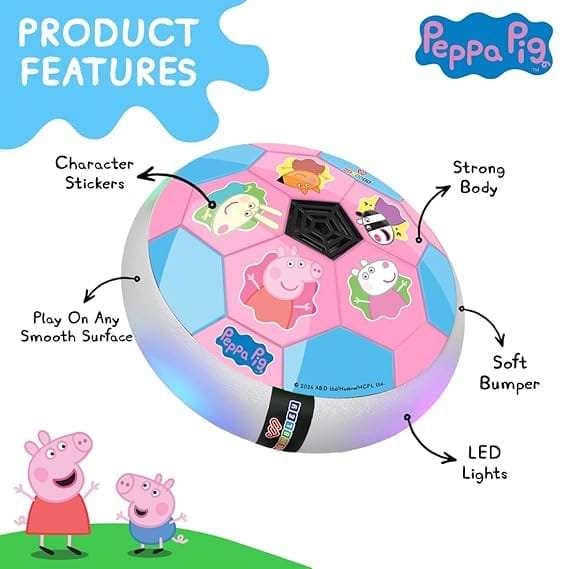 Wembley Peppa Pig Rechargeable Hover Football for Kids | LED Light Air Football Soccer Ball with Soft Foam view 2