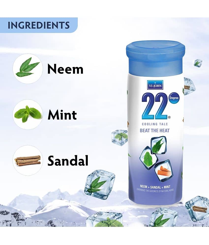 Vi-John Neem+Lime 100*2 & Neem+Sandal+Mint 100*2 Talc 100 gm Pack of 4 view 2