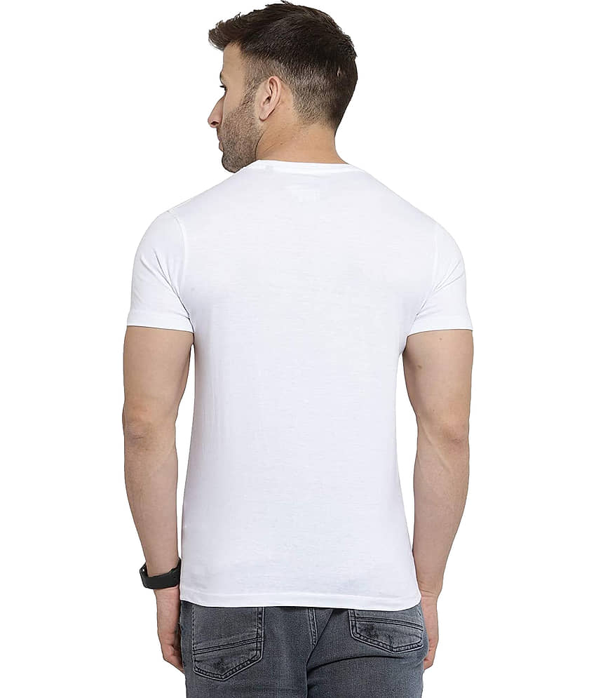 BINAYAK Cotton Regular Fit Printed Half Sleeves Men's Round T-Shirt - White ( Pack of 1 ) view 2