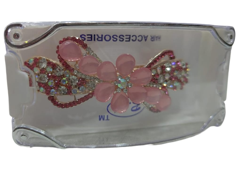 Pink Rhinestone Flower Hair Clip - Elegant Hair Accessories for Women and Girls view 2