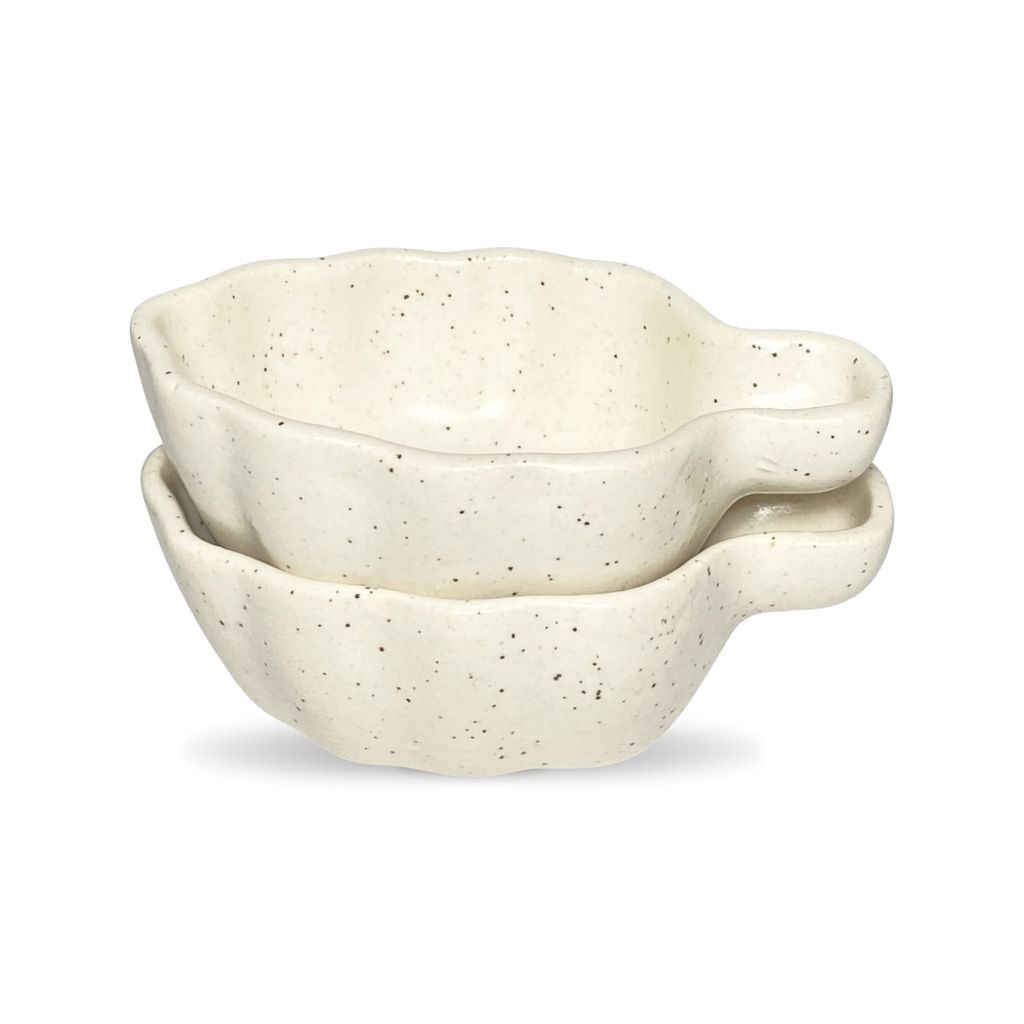 Ceramic Dining White Leaf Shaped Ceramic Dip Bowls Set of 2 view 2