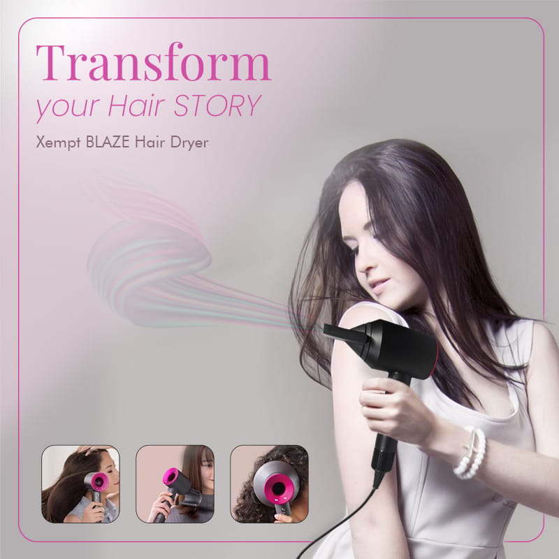 XEMPT 1400W BLAZE SUPERSONIC HAIR DRYER, BRUSHLESS| 5 MAGNETIC ATTACHMENTS| MICRO PROCESSOR Hair Dryer view 2