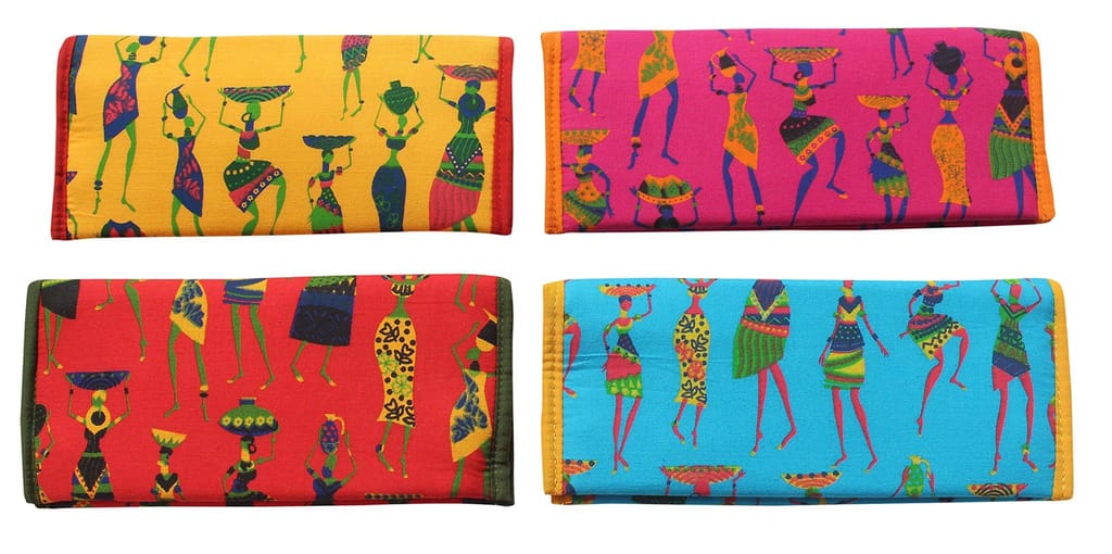 Mandhania Handcrafted Warli Print Multicolour Women's Wallet- Pack of 4 view 2
