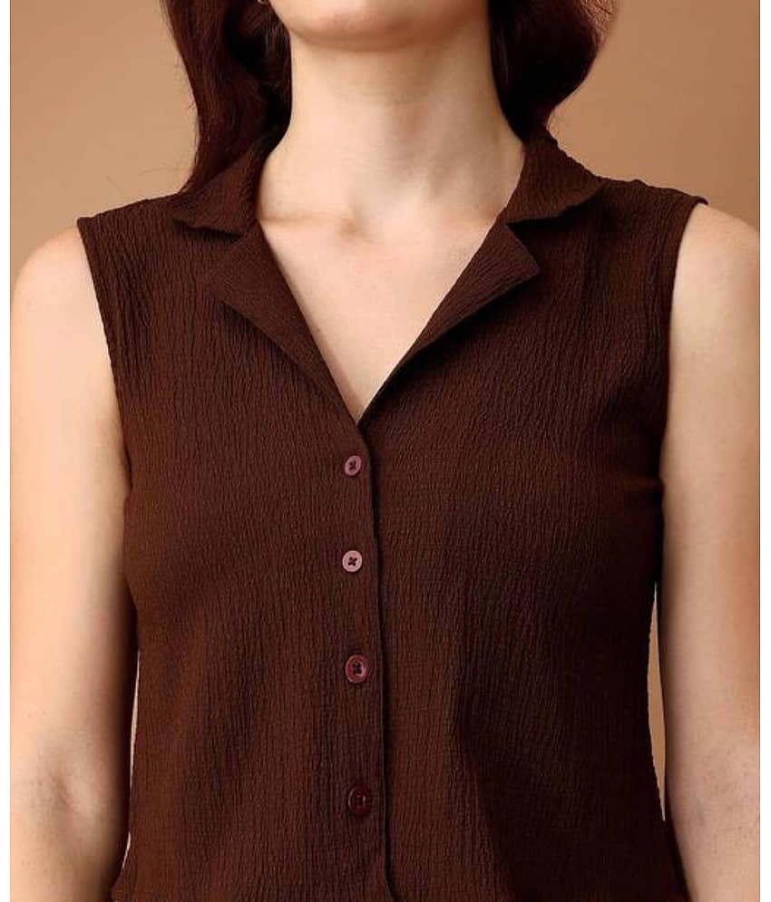 HARPITA Women Solid Shirt With Trousers Co-Ord Set ( Brown ) view 2