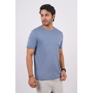 Red Line Mens Blue Solid 100% Cotton Round Neck T-Shirt view 2