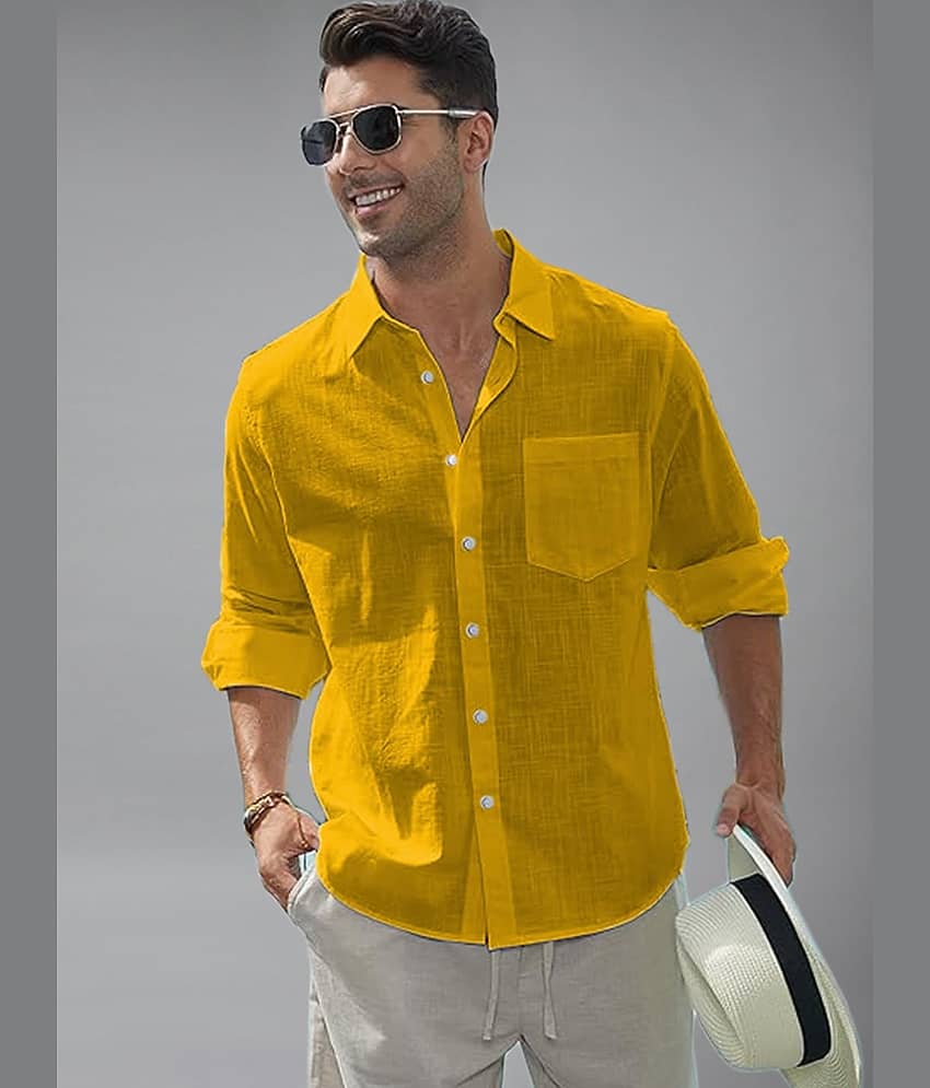 UNI VIBE Cotton Blend Slim Fit Solids Full Sleeves Men's Casual Shirt - Green ( Pack of 1 )