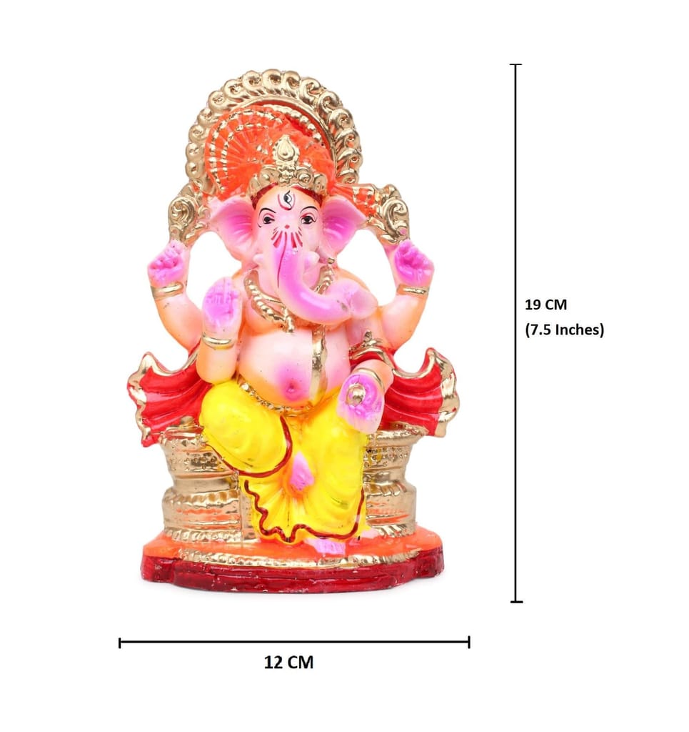 KSI Eco Friendly Handcrafted God Ganesh Clay Idol Mud Murti Kacchi Mitti Lord Ganesha Water Soluble Ganesh Idol for Ganpati Visarjan and for Home Temple (Size- 7.5 Inches) view 2